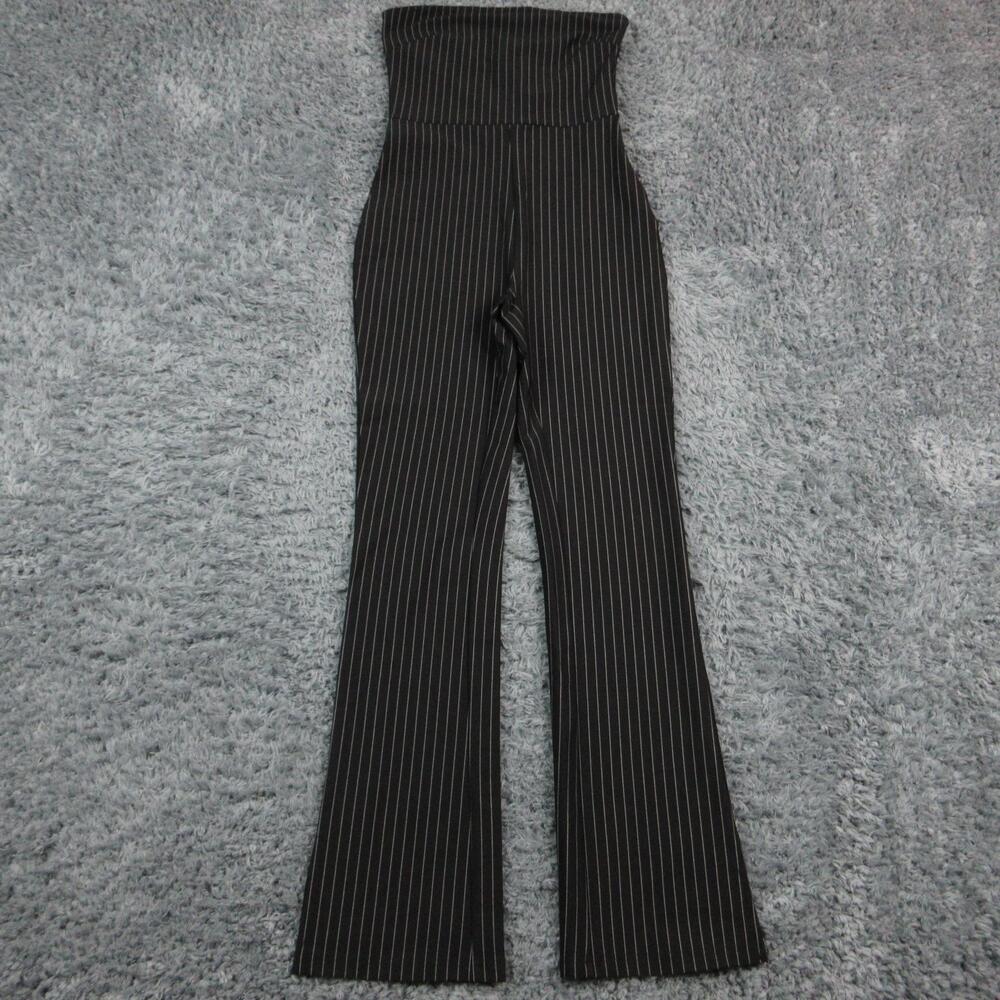 Superdown Dress Pants Womens M Black Pinstripe High Rise Flare 29x32.5* NWT